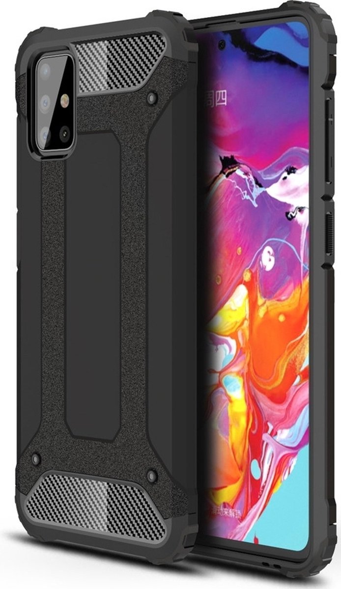 Mobigear Hoesje geschikt voor Samsung Galaxy A71 Telefoonhoesje Hardcase | Mobigear Outdoor Backcover Shockproof | Schokbestendig Galaxy A71 Telefoonhoesje | Anti Shock Proof - Zwart