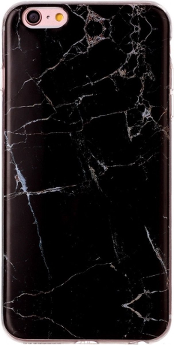 Mobigear Hoesje geschikt voor Apple iPhone 6s Telefoonhoesje Flexibel TPU | Mobigear Marble Backcover | iPhone 6s Case | Back Cover - Zwart