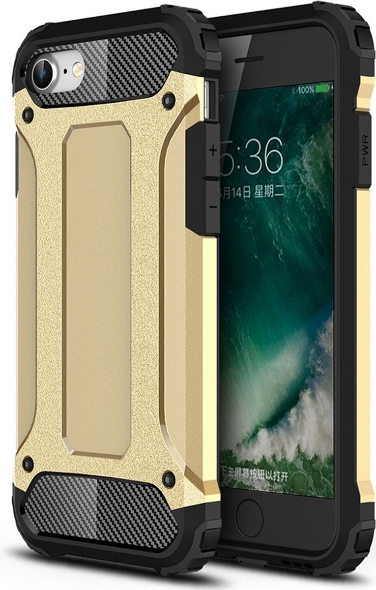 Mobigear Hoesje geschikt voor Apple iPhone 7 Telefoonhoesje Hardcase | Mobigear Outdoor Backcover Shockproof | Schokbestendig iPhone 7 Telefoonhoesje | Anti Shock Proof - Goud