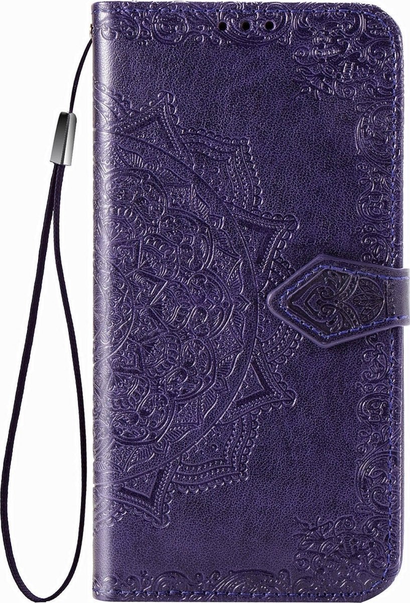 Mobigear Telefoonhoesje geschikt voor Realme X50 Pro Hoesje | Mobigear Mandala Bookcase Portemonnee | Pasjeshouder voor 3 Pasjes | Telefoonhoesje voor Pinpas / OV Kaart / Rijbewijs - Paars
