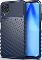 Mobigear Hoesje geschikt voor Huawei P40 Lite Telefoonhoesje Flexibel TPU | Mobigear Groove Backcover | P40 Lite Case | Back Cover - Blauw