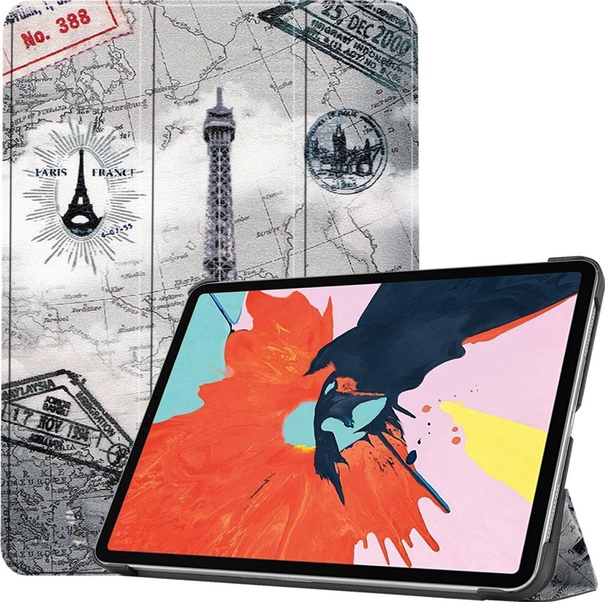 Mobigear Tablethoes geschikt voor Apple iPad Air 4 (2020) Hoes | Mobigear Tri-Fold Bookcase - Eiffeltoren
