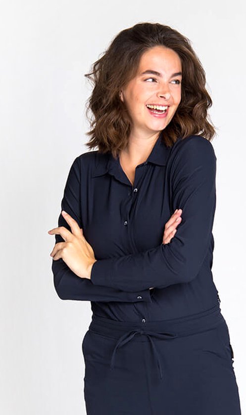 Chemisier bleu Je m'appelle - Femme - Tissu de voyage - Taille S - 2 tailles disponibles