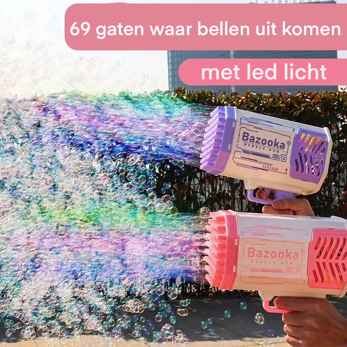 Bazooka bellenblaas pistool - Paars - Oplaadbaar - bubble gun Bellenblazer - Bellenblaasmachine voor kinderen - Led lichtjes - Incl. Batterijen