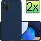 Hoes Geschikt voor Samsung A03s Hoesje Cover Siliconen Back Case Hoes - Donkerblauw - 2x
