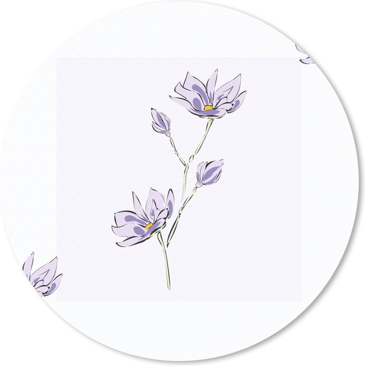Muismat rond 30x30 cm - Mousepad Bloemen - Paars - Lente - Patronen - Ronde muismatten