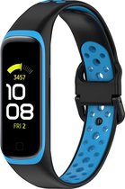 Siliconen Smartwatch bandje - Geschikt voor Samsung Galaxy Fit 2 sport bandje - zwart/blauw - Strap-it Horlogeband / Polsband / Armband