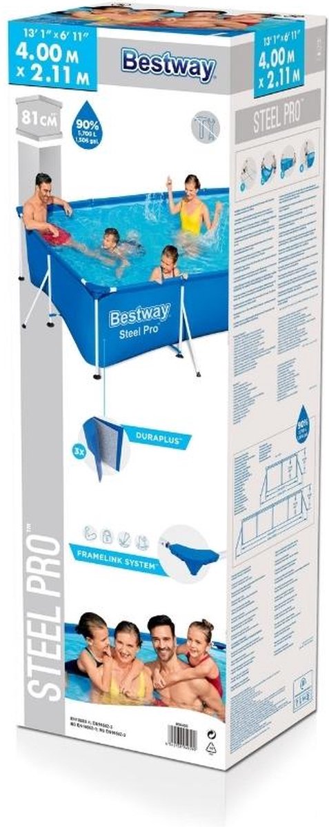 Bestway zwembad - 4,00 x 2,11 x 0,81 meter - Stalen Frame | bol