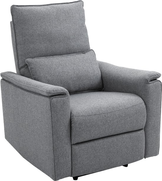 HOMCOM Relaxstoel ligstoel tv-stoel eenpersoonsbank kantelbaar 150° linnen  touch grijs... | bol.com