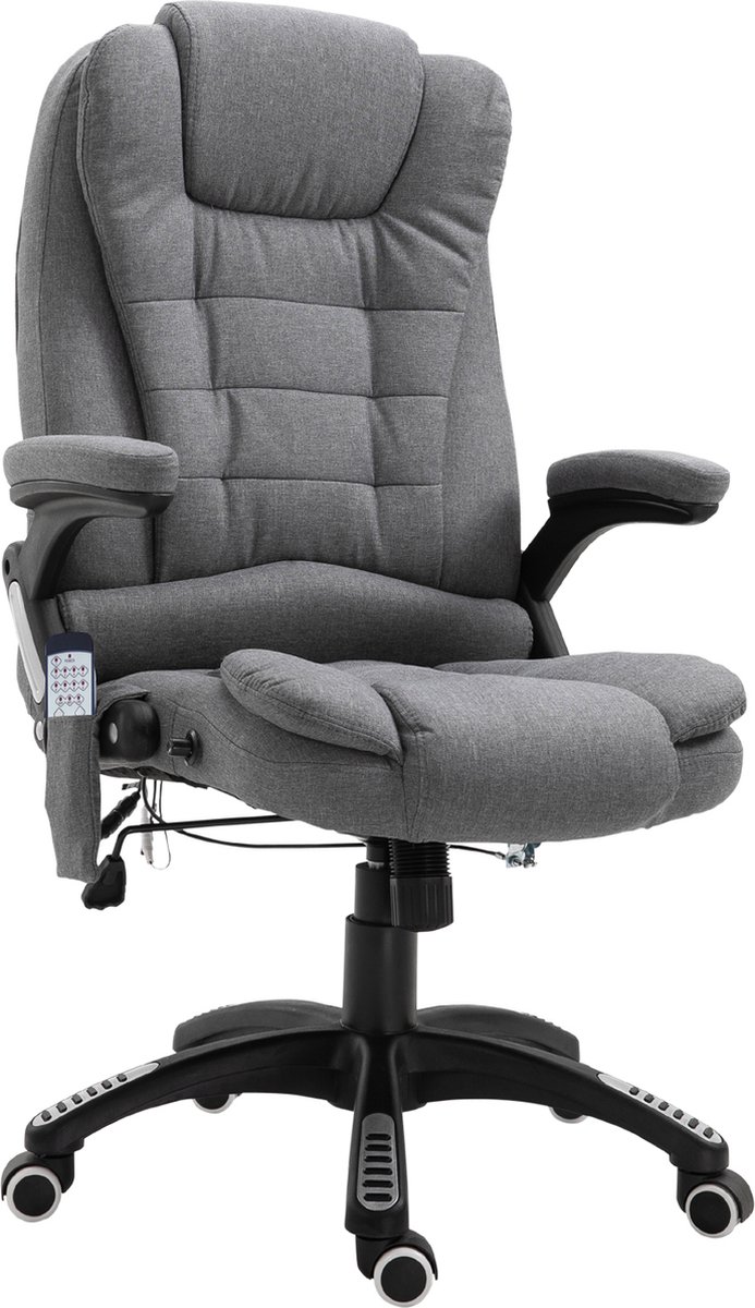 Vinsetto Massagestoel in hoogte verstelbare bureaustoel met massagefunctie relaxstoel grijs 921-171V91