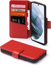 Samsung Galaxy S21 FE Hoesje - Luxe MobyDefend Wallet Bookcase - Rood - GSM Hoesje - Telefoonhoesje Geschikt Voor Samsung Galaxy S21 FE