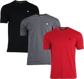 3-Pack Donnay T-shirt (599008) - Sportshirt - Heren - Black/Charcoal marl/Berry Red - maat 3XL