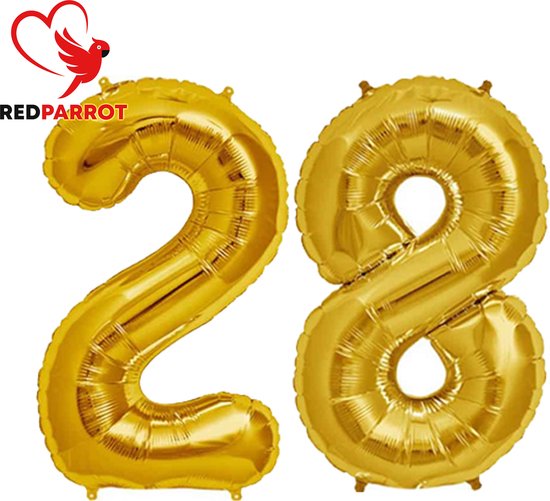 28 jaar | 81 CM XXL Ballon | verjaardag | verjaardagskado | Goud | Cijfer | Getal | Balon