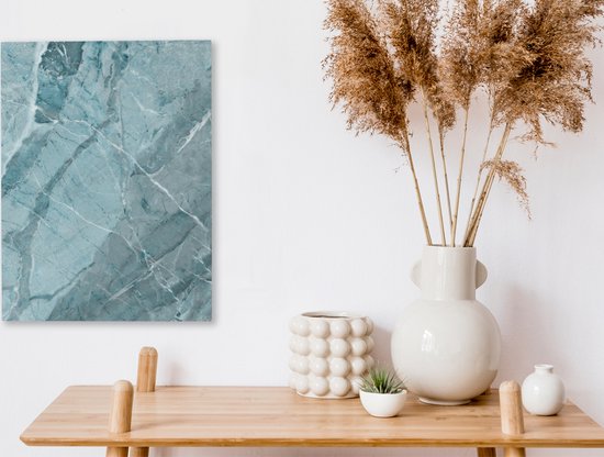 Tableau sur toile Blauw - Cristaux - Wit - Granit - 30x40 cm - Décoration murale