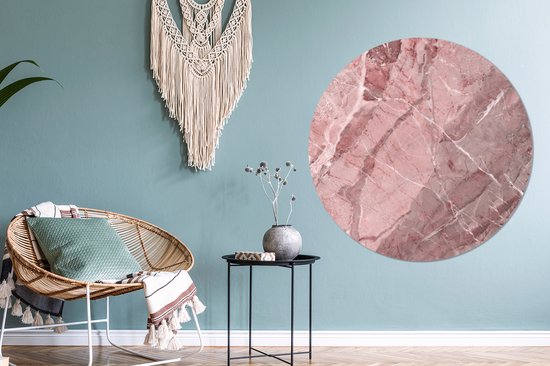 Wall Circle - Wall Circle Indoor - Rose - Wit - Granit - Pierres - ⌀ 150 cm - Décoration murale - Peintures Ronds