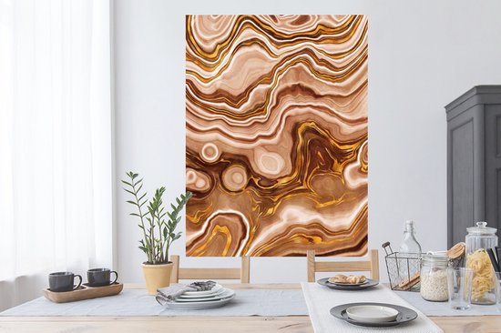 Stickers muraux - Marbre - Or - Cercle - 90x120 cm - Feuille adhésive