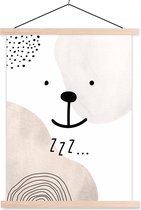 Posterhanger incl. Poster 120x160 cm - Schoolplaat - Quotes - Spreuken - Kinderen - Zzz... - Kids - Baby - Meiden - Jongens - Textielposter - Blanke latten