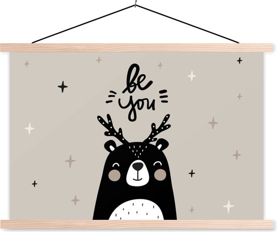 Posterhanger incl. Poster - Schoolplaat - Quotes - Be you - Spreuken - Kids - Baby - Jongens - Meiden - 150x100 cm - Blanke latten