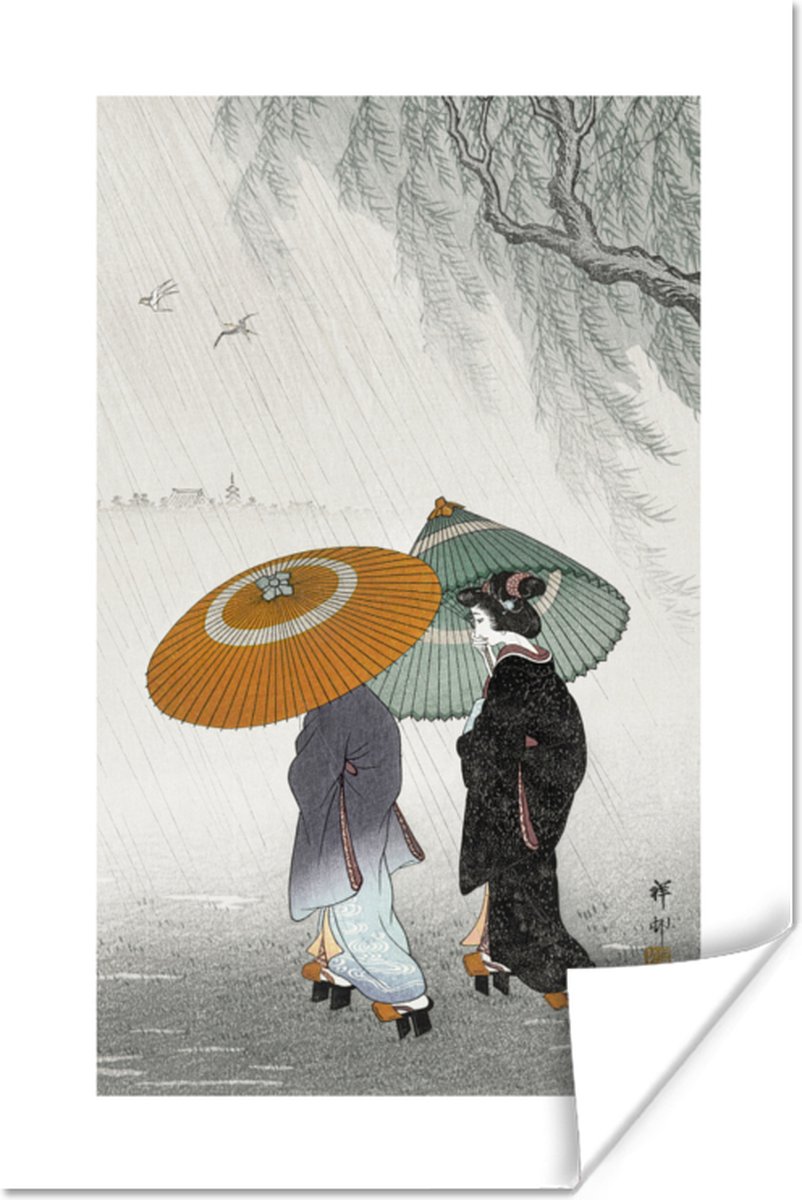 Poster 20x30 cm - Vintage - Vrouwen - Parasol - Japan - Posters - Kamer decoratie - Wandde