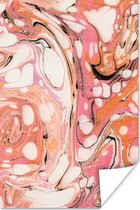Poster Marmer - Roze - Zwart - 20x30 cm