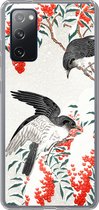 Geschikt voor Samsung Galaxy S20 FE hoesje - Japan - Zwaluw - Vogels - Bes - Vintage - Siliconen Telefoonhoesje
