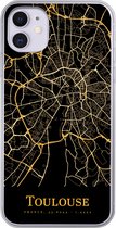 Geschikt voor iPhone 11 hoesje - Toulouse - Kaart - Goud - Siliconen Telefoonhoesje