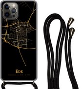 Telefoonkoord - Telefoonketting - Telefoonhoesje Geschikt voor iPhone 13 Pro - Ede - Kaart - Goud - Siliconen - Crossbody - Telefoonhoesje met koord Telefoonhoesje
