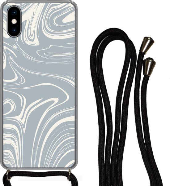 Cordon de téléphone - Chaîne de téléphone - Coque avec cordon iPhone X - Marbre - Jaune - Motifs - Siliconen - Bandoulière - Coque de téléphone avec cordon