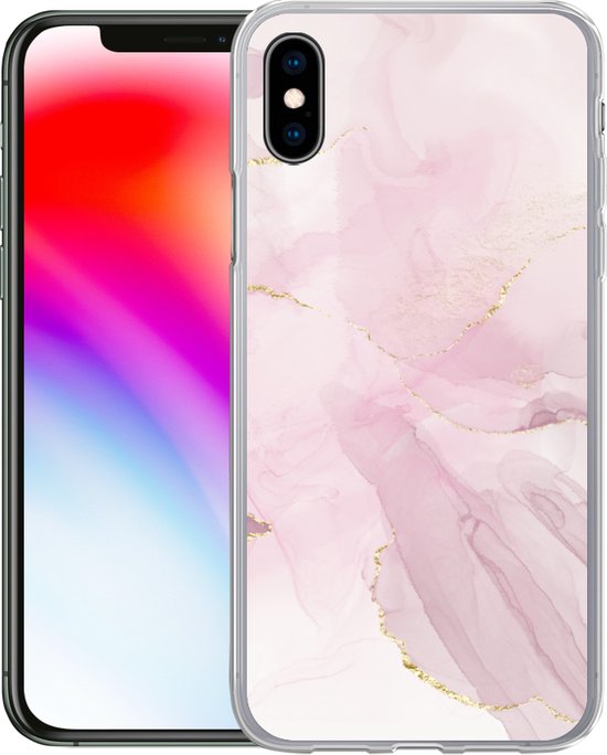 Coque pour iPhone Xs Max - Marbre - Doré - Ligne - Coque de téléphone en Siliconen