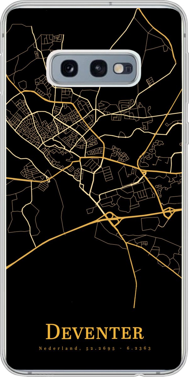 Telefoonhoesje Geschikt voor Samsung Galaxy S10e hoesje - Deventer - Kaart - Goud - Siliconen Telefoonhoesje Telefoonhoesje