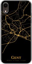 Geschikt voor iPhone XR hoesje - Gent - Kaart - Goud - Siliconen Telefoonhoesje