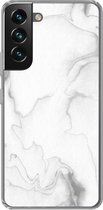 Geschikt voor Samsung Galaxy S22 hoesje - Marmer print - Wit - Lijn - Siliconen Telefoonhoesje
