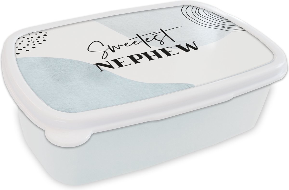 Broodtrommel Wit - Lunchbox - Brooddoos - Spreuken - Neef - Liefde - Nephew - 18x12x6 cm - Volwassenen