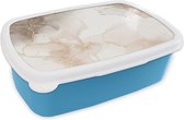 Broodtrommel Blauw - Lunchbox - Brooddoos - Marmer - Bruin - Gouden - 18x12x6 cm - Kinderen - Jongen