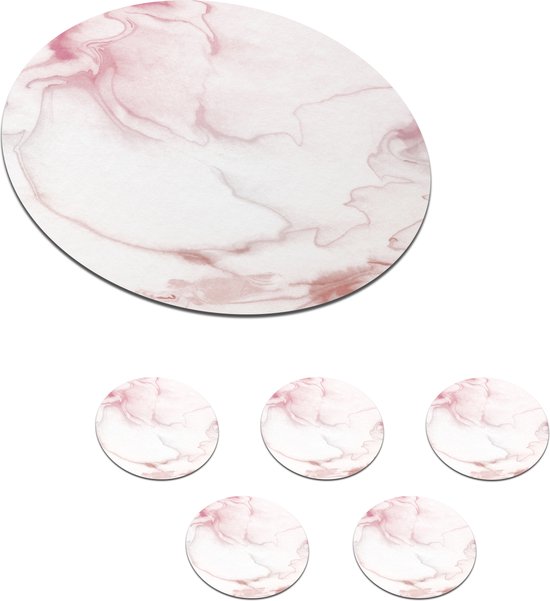 Onderzetters voor glazen - Rond - Marmer - Roze - Wit - 10x10 cm -  Glasonderzetters -... | bol.com