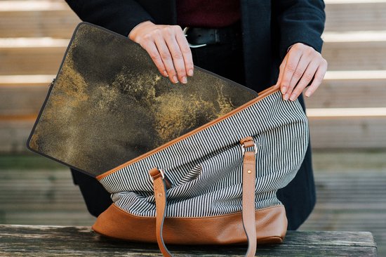 Housse pour ordinateur portable 13 pouces - Or - Abstrait - Peinture - Zwart - Housse pour ordinateur portable