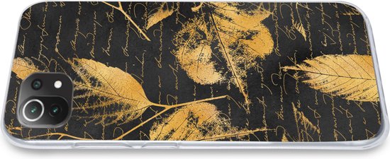 Coque Xiaomi 11T - Or - Feuilles - Zwart - Coque de téléphone en Siliconen