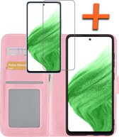 Samsung Galaxy A53 Hoesje Bookcase Met Screenprotector - Samsung Galaxy A53 Screenprotector - Samsung Galaxy A53 Book Case Met Screenprotector Licht Roze