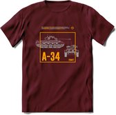 A34 Comet leger T-Shirt | Unisex Army Tank Kleding | Dames / Heren Tanks ww2 shirt | Blueprint | Grappig bouwpakket Cadeau - Burgundy - XL