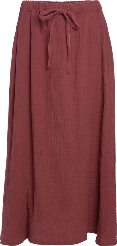 Knit Factory Kiki Maxirok - Casual rok - Rok voor de lente & zomer - Rok reikend tot de enkels - A-lijn - Lange rok - Stone Red - Rood - L/XL - 100% Biologisch katoen