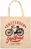 tas Amsterdam Holland 40 cm katoen beige/rood