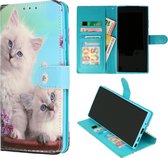 Samsung Galaxy S22 Ultra Hoesje met Katten Print  - Portemonnee Book Case - Kaarthouder & Magneetlipje