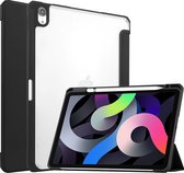 Case2go - Tablet Hoes geschikt voor iPad Air 10.9 (2022) - Transparante Case - Tri-fold Back Cover - Met Auto Wake/Sleep functie - Zwart