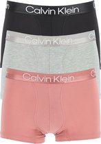 Calvin Klein trunks (3-pack) - heren boxers kort - zwart - grijs en oudroze -  Maat: S