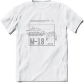 M18 Hellcat leger T-Shirt | Unisex Army Tank Kleding | Dames / Heren Tanks ww2 shirt | Blueprint | Grappig bouwpakket Cadeau - Wit - S