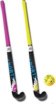 hockeyset 3-delig roze/geel 33 inch