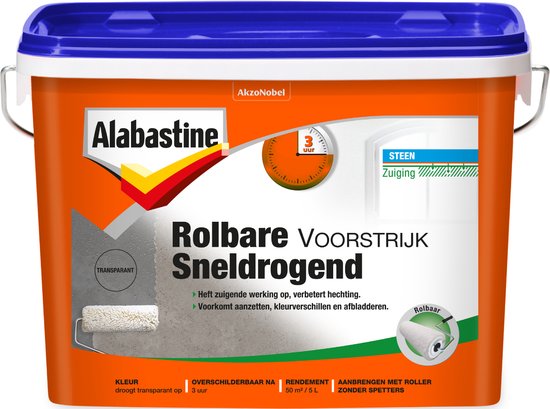 Alabastine Rolbare Voorstrijk Sneldrogend - Transparant - 5 liter