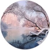 Label2X - Muurcirkel winterlandschap - Ø 12 cm - Forex - Multicolor - Wandcirkel - Rond Schilderij - Muurdecoratie Cirkel - Wandecoratie rond - Decoratie voor woonkamer of slaapkam