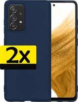 Samsung A53 Hoesje Siliconen - Samsung Galaxy A53 Case - Samsung A53 Hoes Donkerblauw - 2 Stuks