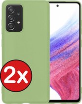 Samsung Galaxy A53 Hoesje Siliconen Case Cover - Samsung A53 Hoesje Cover Hoes Siliconen - Groen - 2 PACK